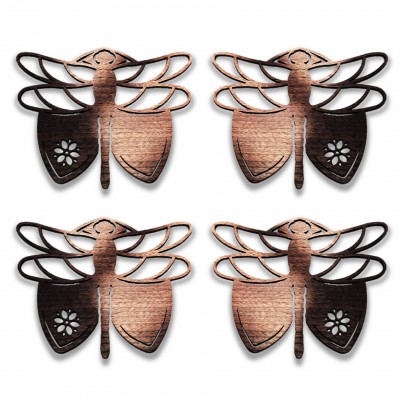 Dragonfly 4-Pcs Set Coasters or Candle Holders or Hanging Ornaments Original Gift Men Women 2021 -  Black Walnut Wood - Hand finish – Made in Quebec